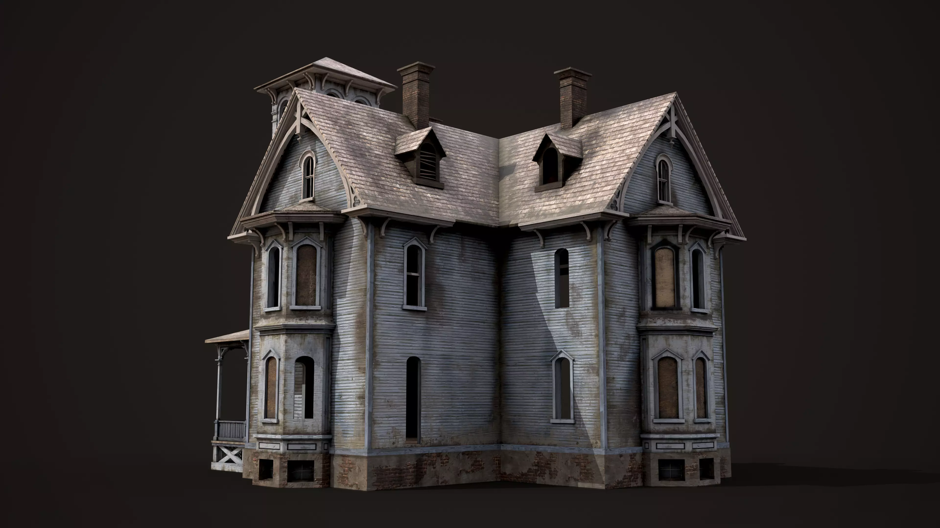 Old Haunted House Low-poly 3D model_3