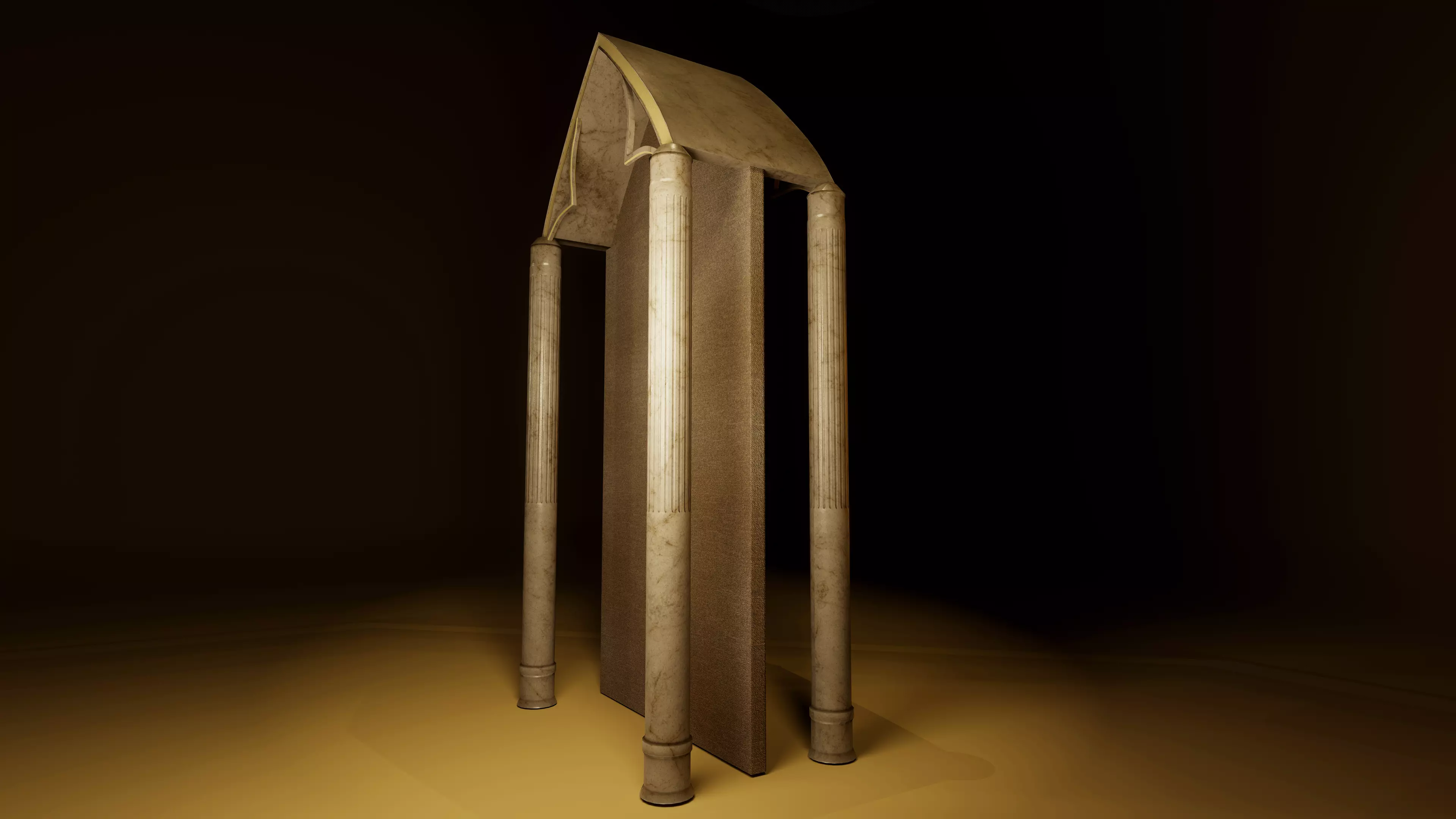 Gothic Altar Triptych with Stone Columns PBR Game Ready Low-poly 3D model_5