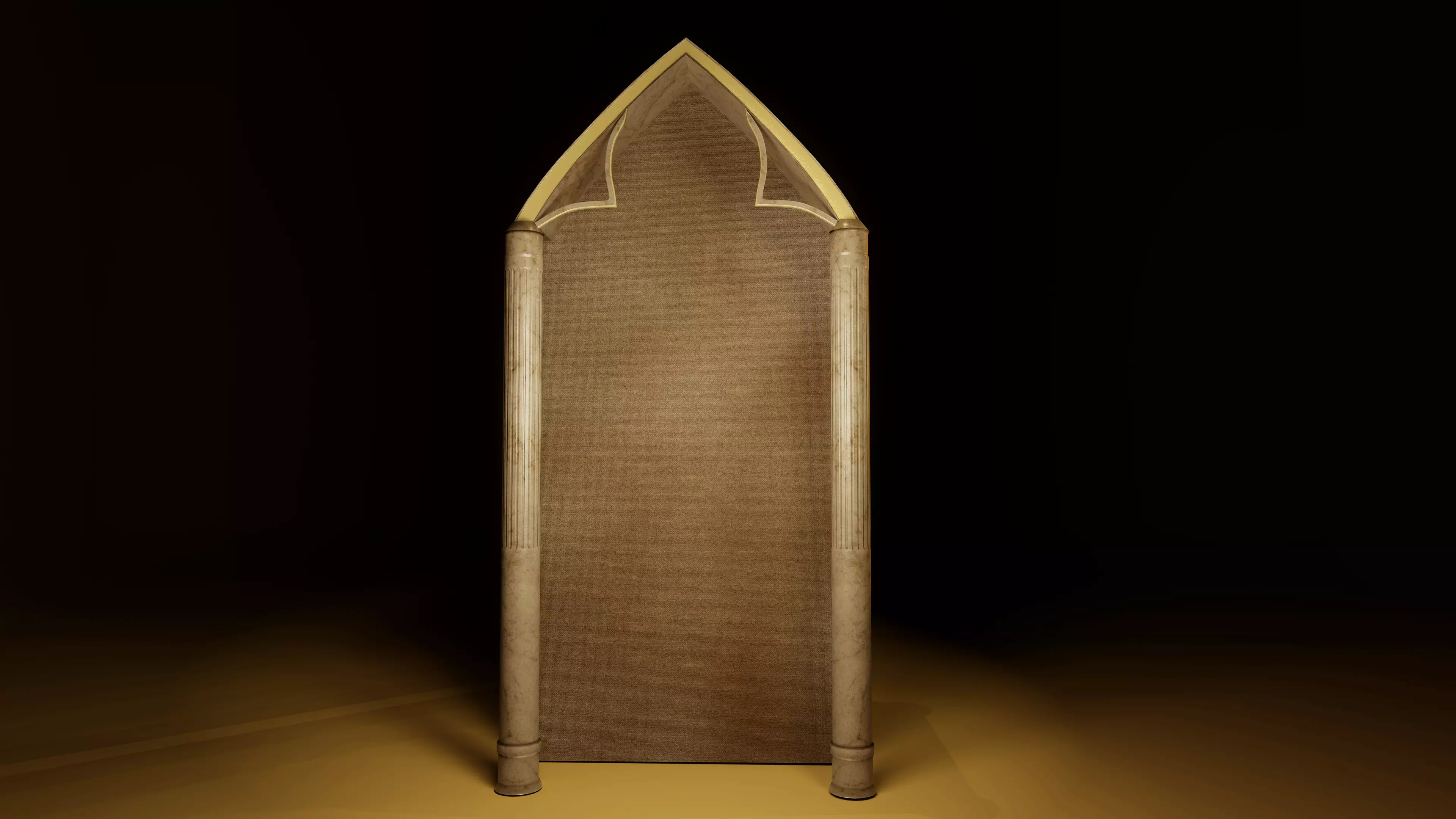 Gothic Altar Triptych with Stone Columns PBR Game Ready Low-poly 3D model_2