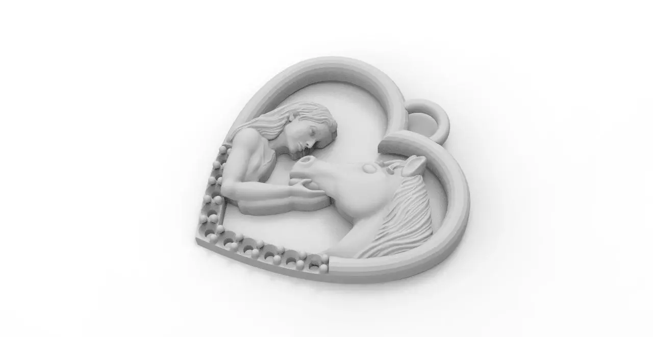 dije corazon caballo  3D print model_1