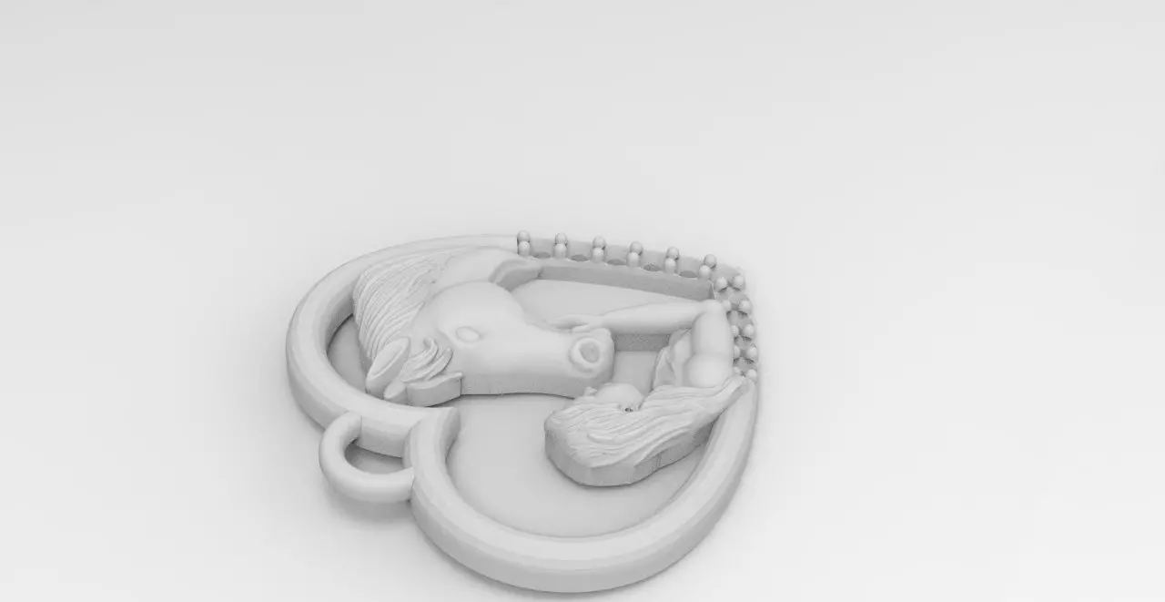dije corazon caballo  3D print model_3