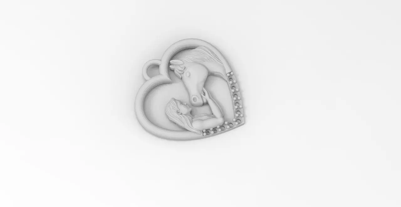 dije corazon caballo  3D print model_4