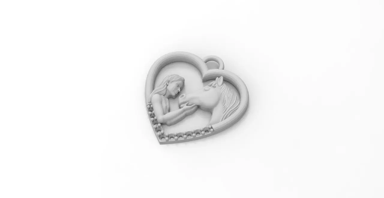 dije corazon caballo  3D print model_5