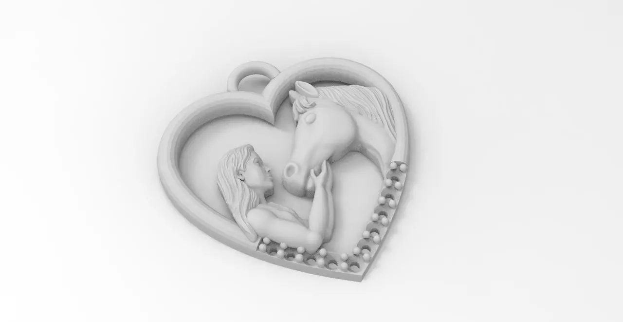 dije corazon caballo  3D print model_0
