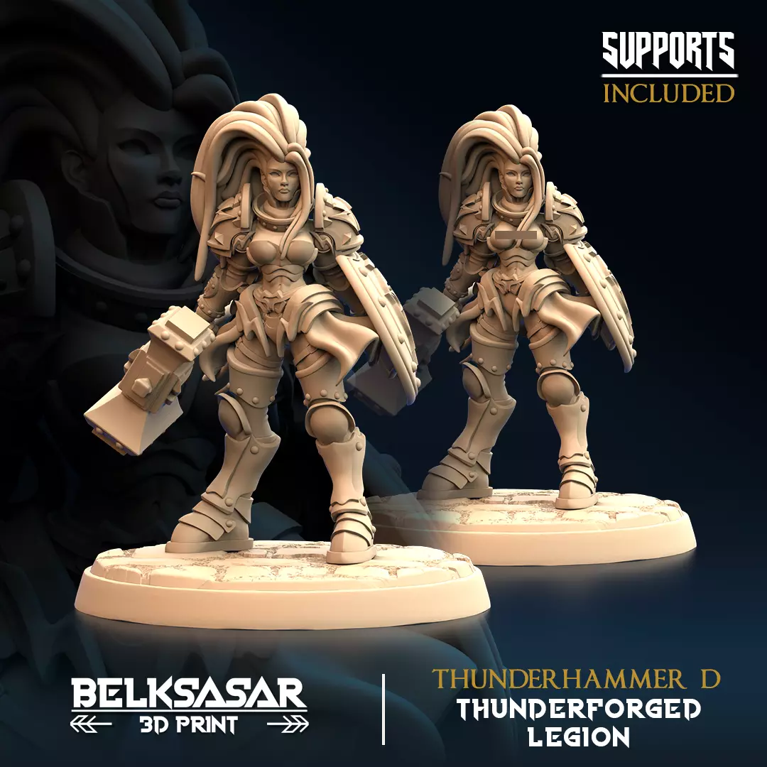 Thunderhammer Nude and Normal Set x6 3D print model_4