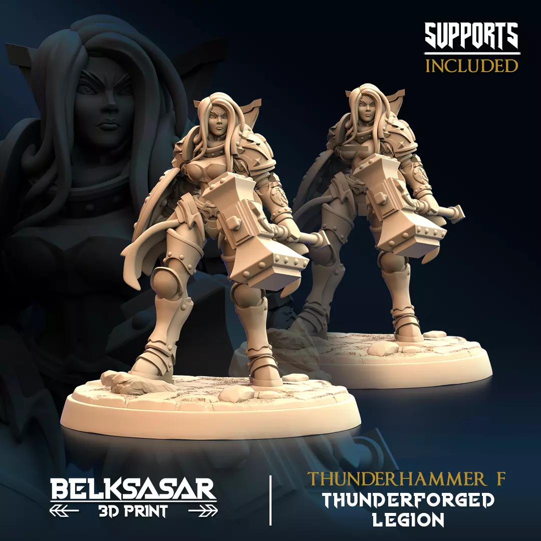 Thunderhammer Nude and Normal Set x6 3D print model_6