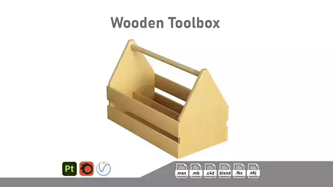 Wooden Toolbox Low-poly 3D model