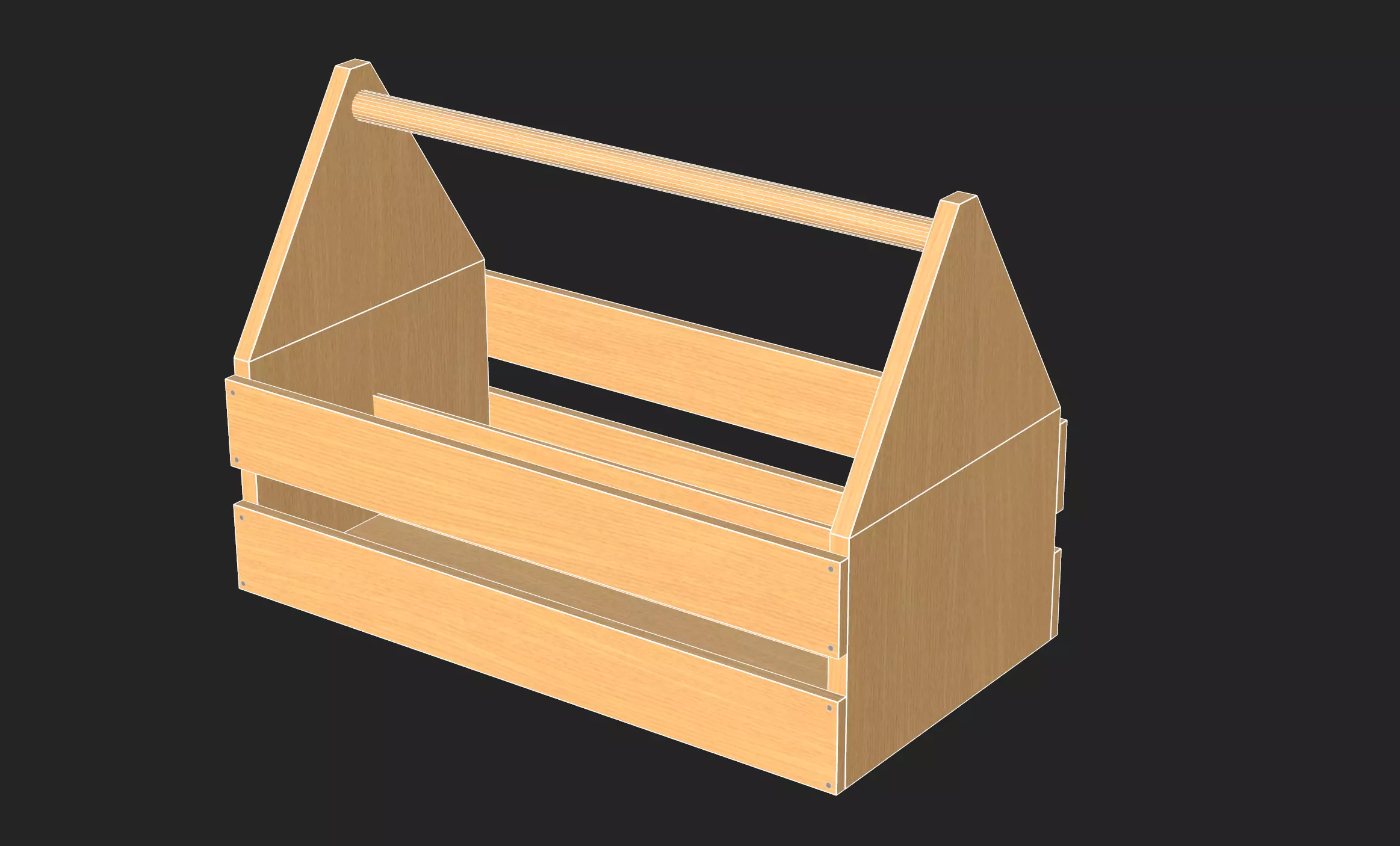 Wooden Toolbox Low-poly 3D model_13
