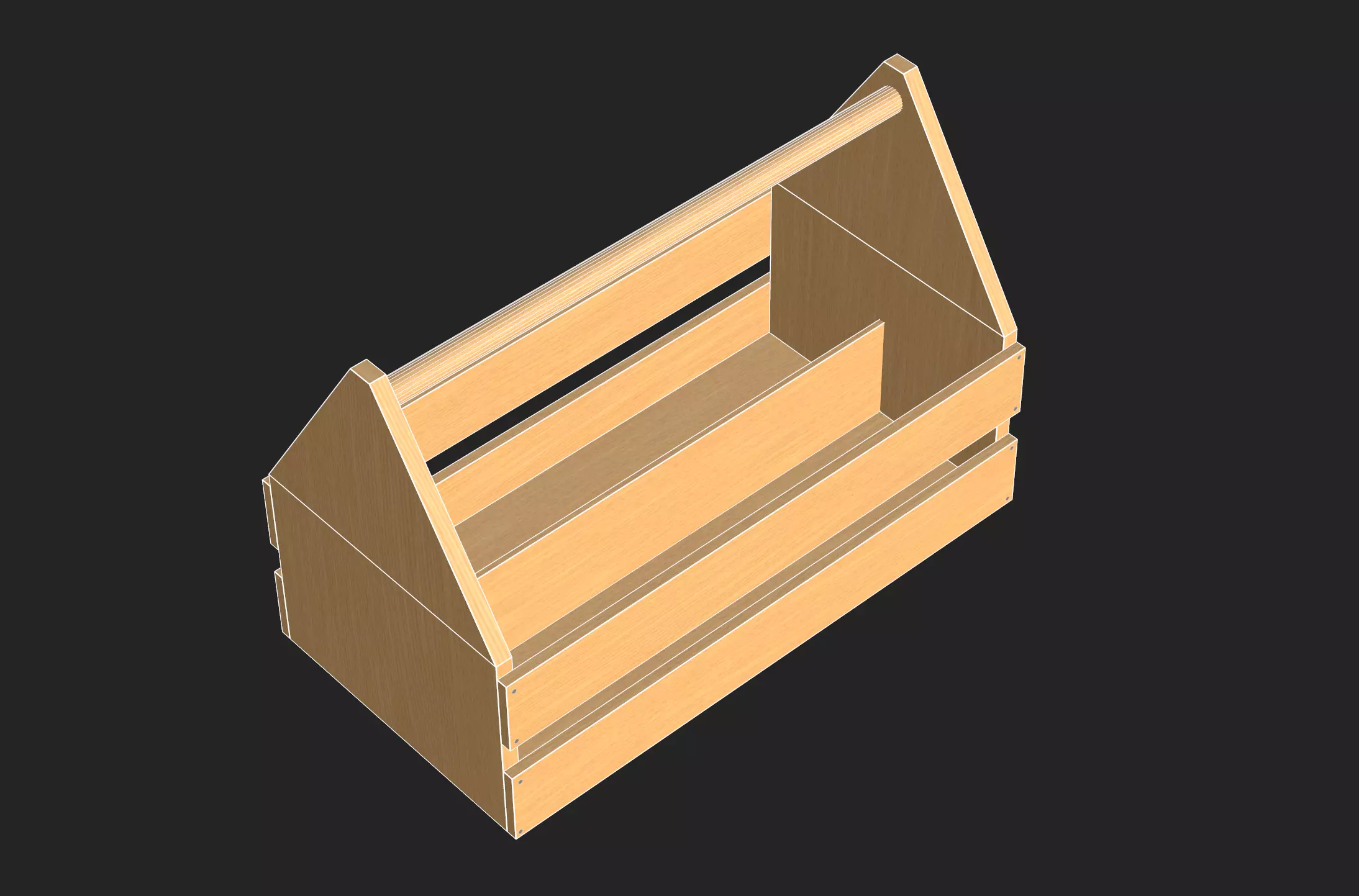 Wooden Toolbox Low-poly 3D model_14
