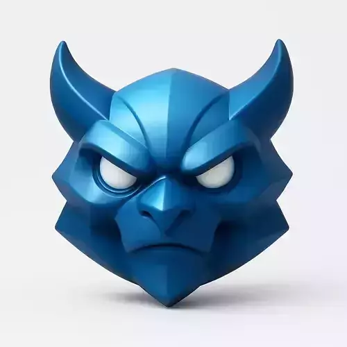 Blue Japanese Oni Demon Mask Stylized 3D print model