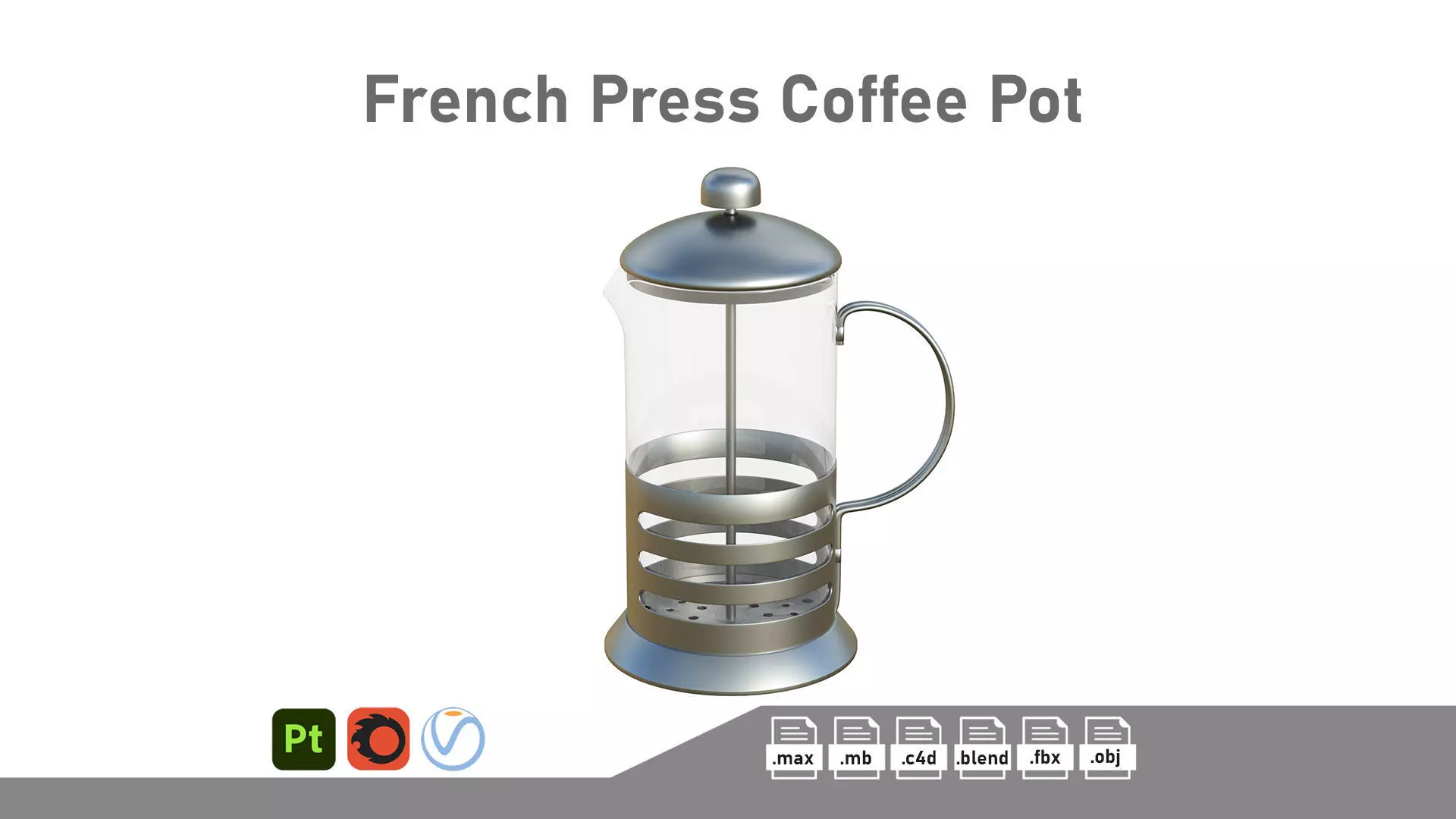 French Press Coffee Pot Low-poly 3D model
