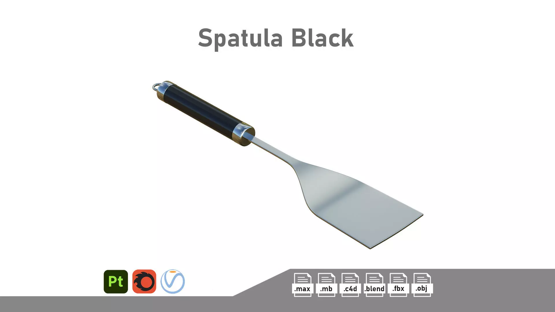 Spatula Black Low-poly 3D model_0