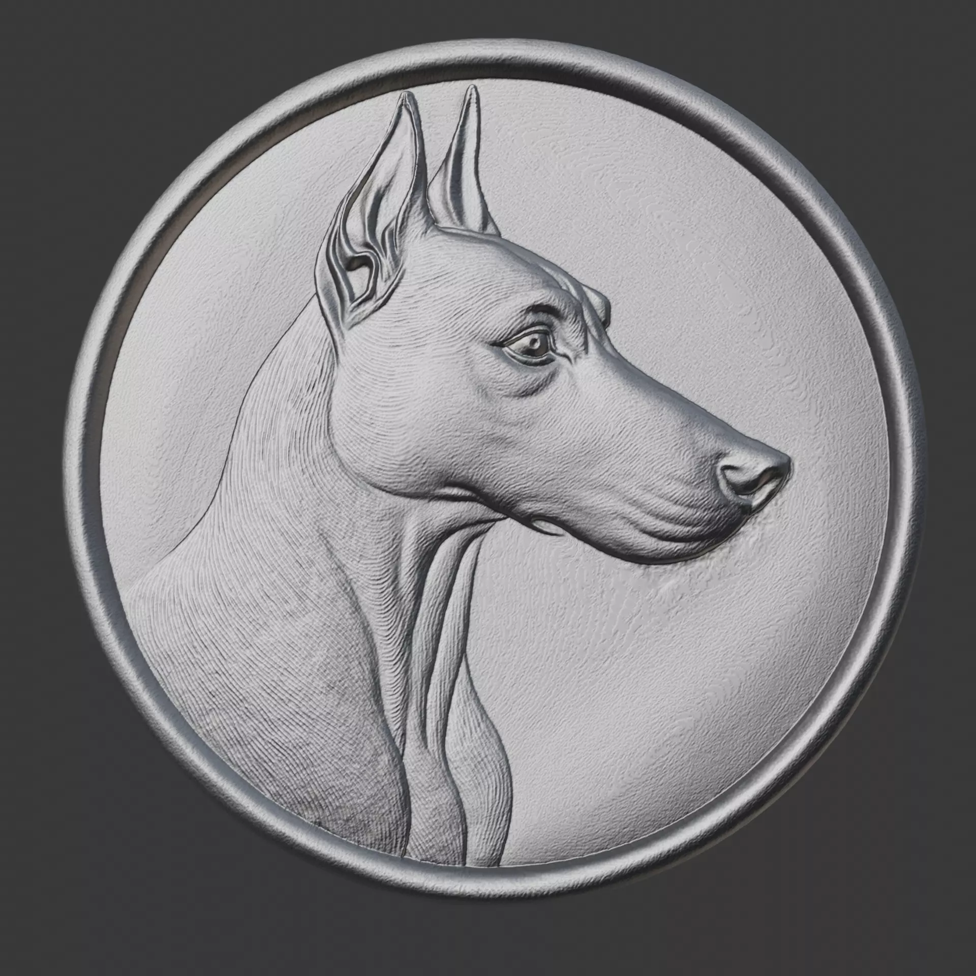 Doberman dog bas-relief 3D print model_0