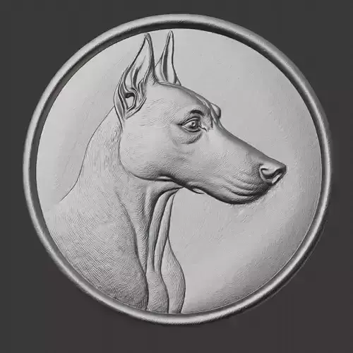 Doberman dog bas-relief 3D print model