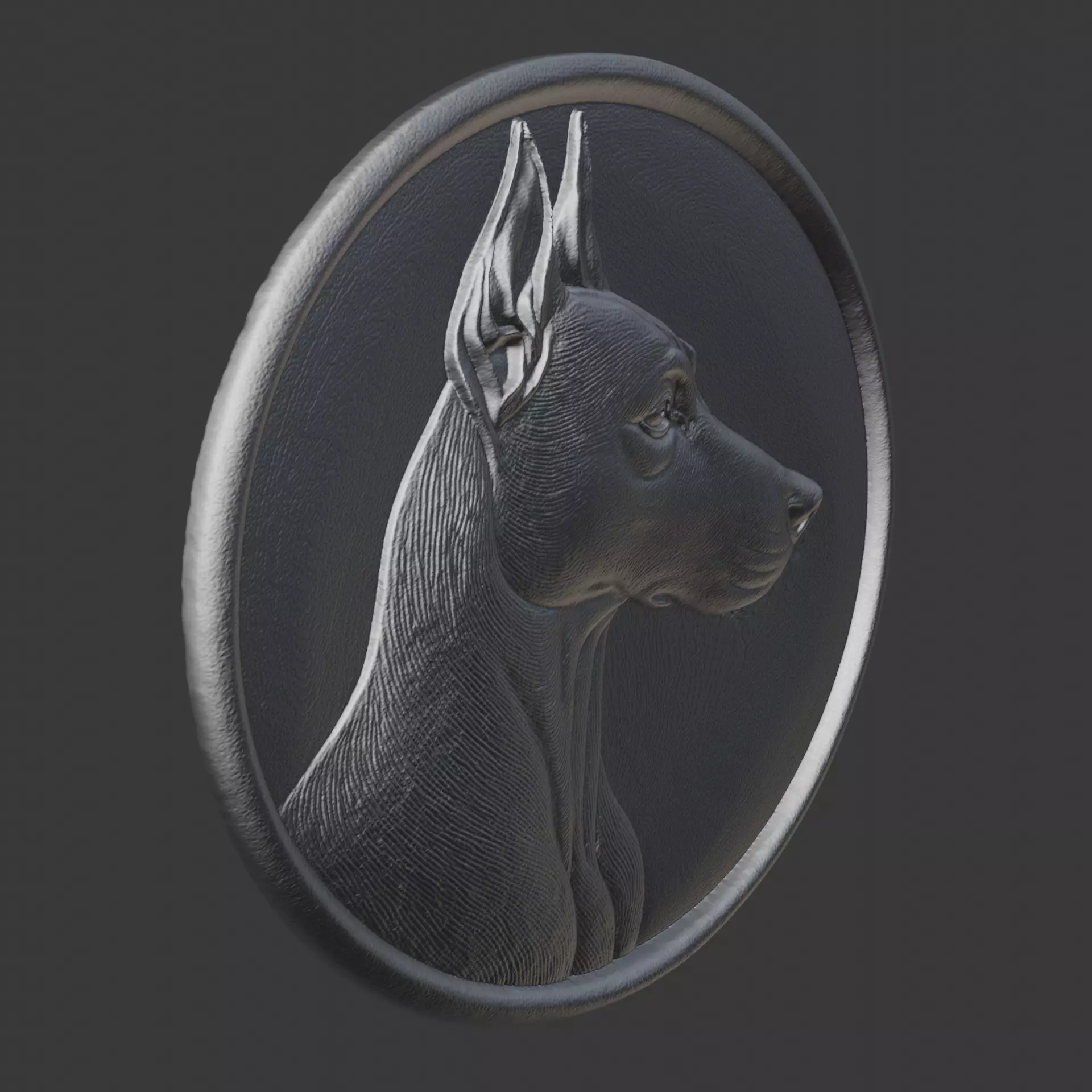 Doberman dog bas-relief 3D print model_3
