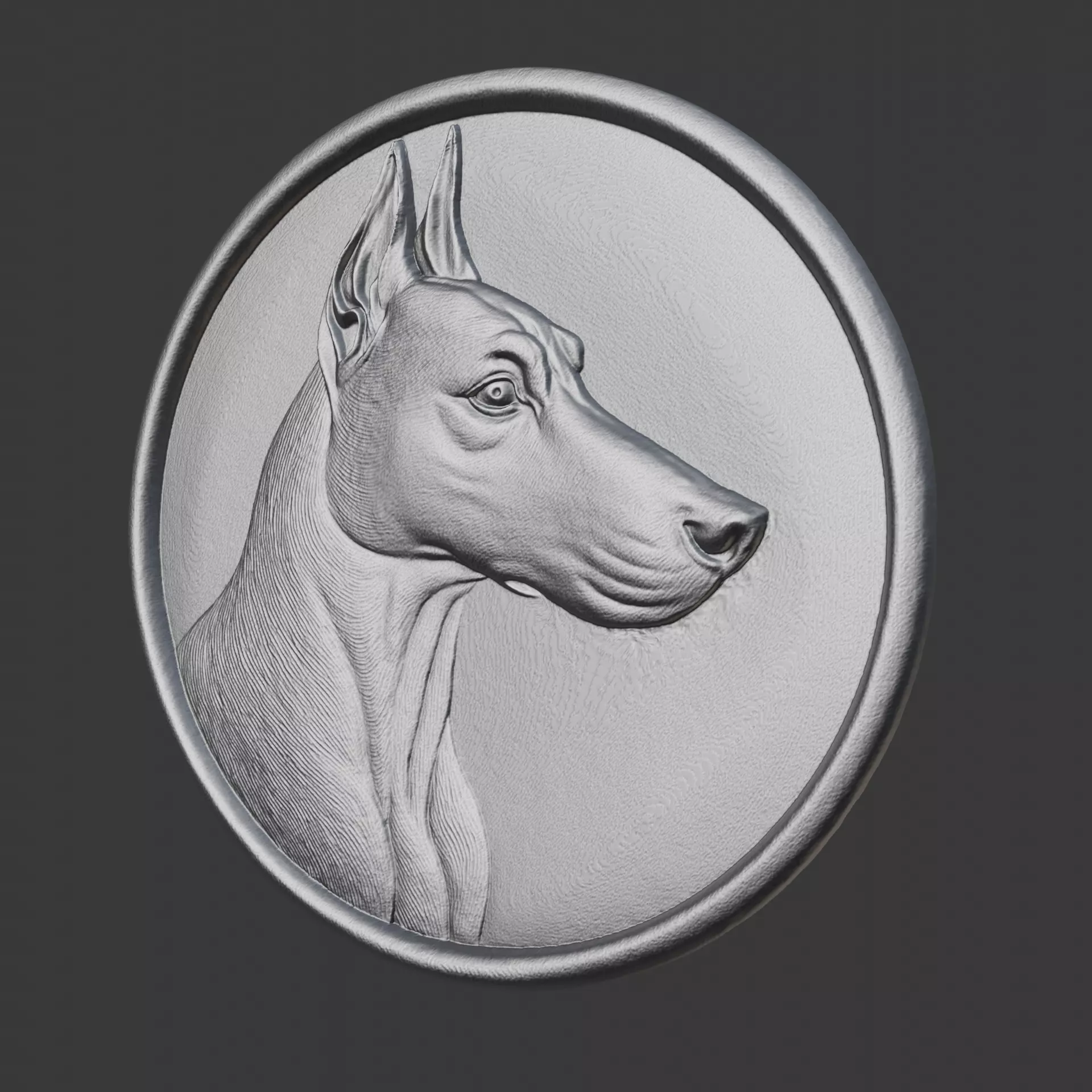 Doberman dog bas-relief 3D print model_1