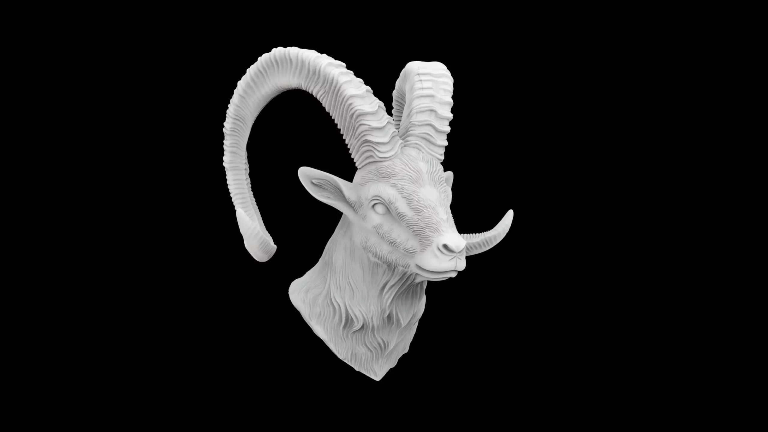 Ibex Goat Head Bust 3D print model