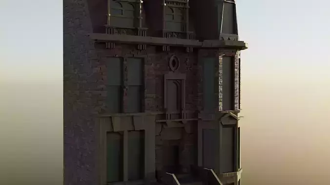 Low Poly Gothic Victorian Medieval Mansion Town House
