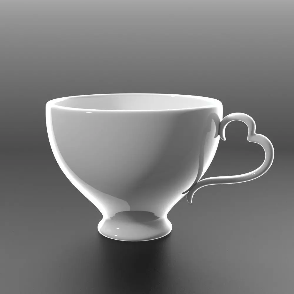 Coffee Cup with Heart Shaped Handle 3D model_0