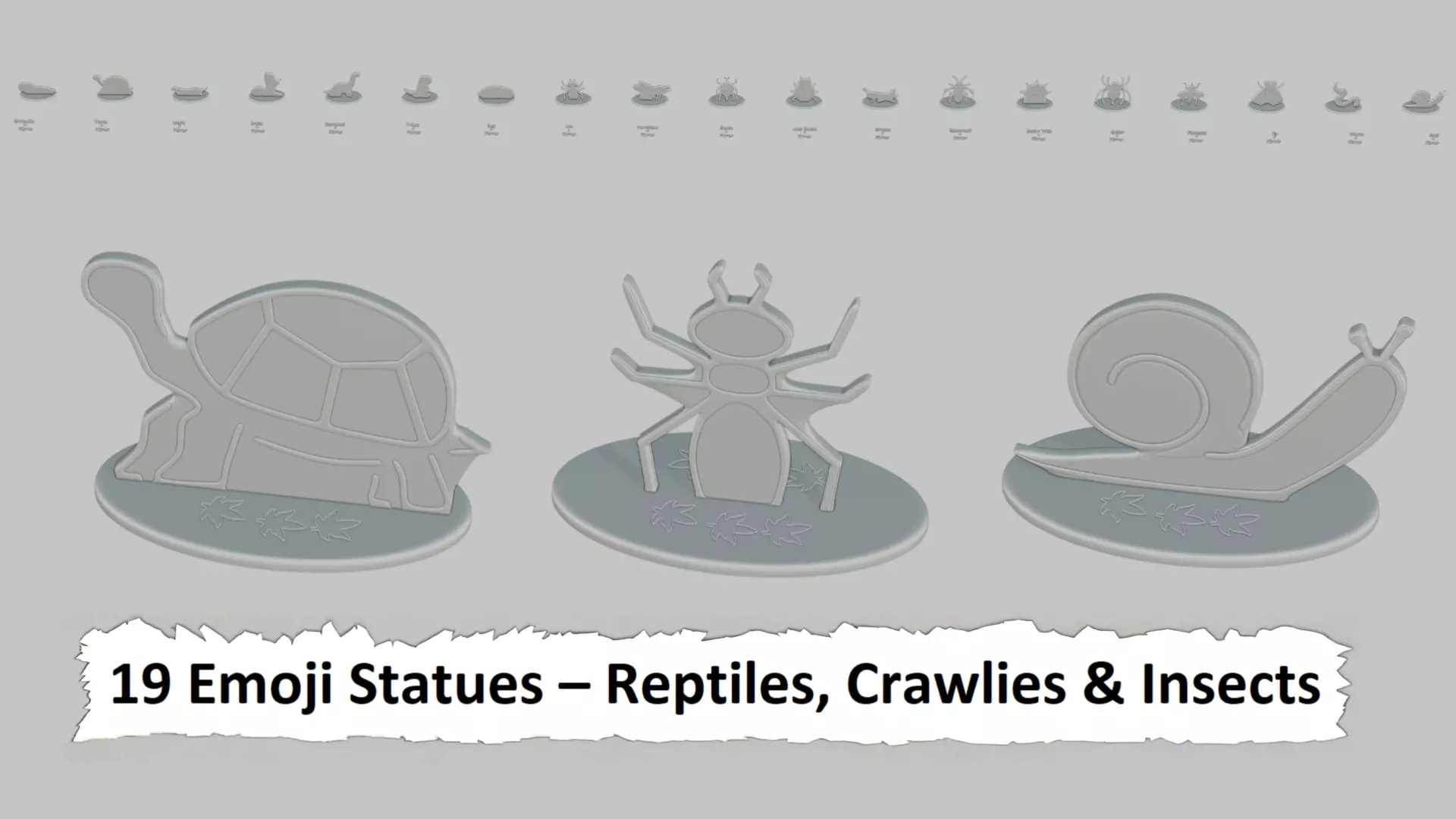 Emoji Statues Reptiles Crawlies and Insects Full Collection 3D print model