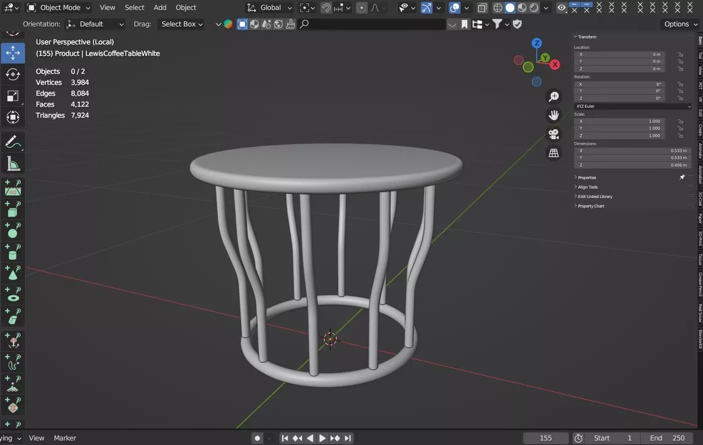 Lewis Coffee Table White 3D model_6