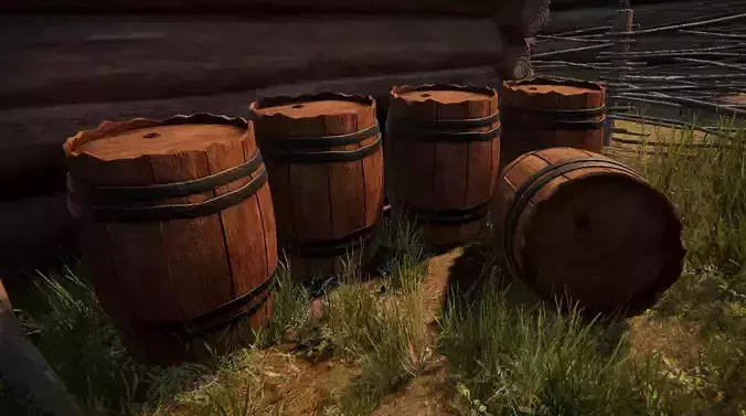 Realistic Viking Medieval Barrel - Game Ready PBR 3D Model
