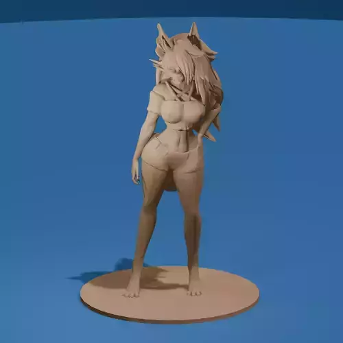 Fox Furry Female Stylized Anthro Model Clothed and Nude Versions 3D print model