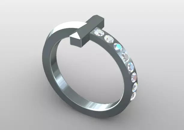 T RING sided pave 3D print model_1