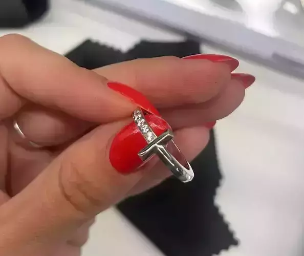 T RING sided pave 3D print model