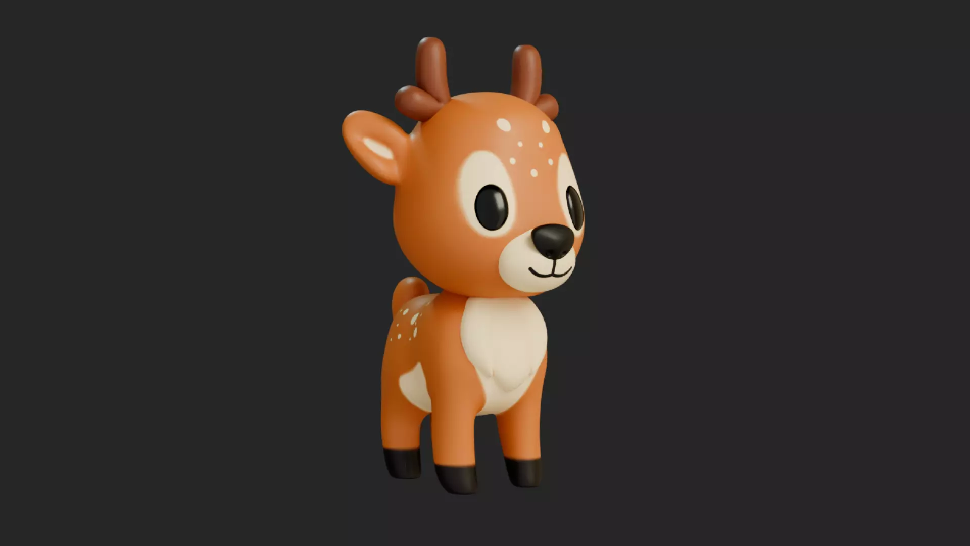Cartoon Chibi Deer 3D Model Rigged  Animated Blender Ready Low-poly 3D model_4