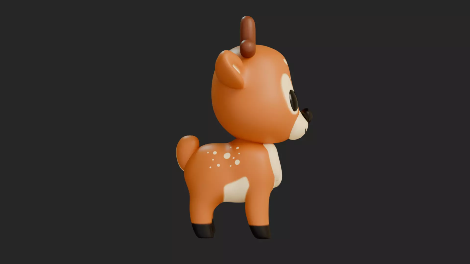 Cartoon Chibi Deer 3D Model Rigged  Animated Blender Ready Low-poly 3D model_7