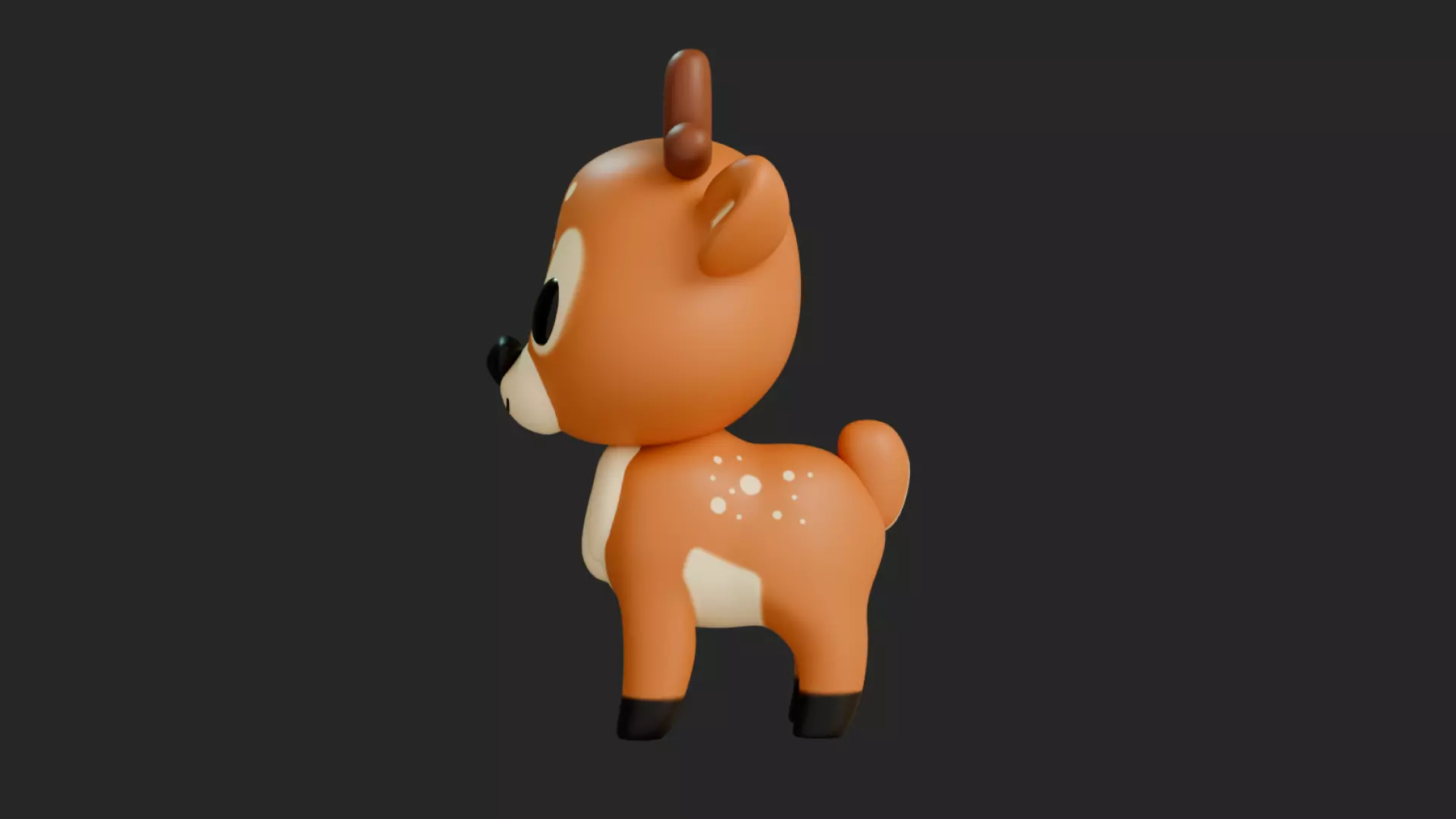 Cartoon Chibi Deer 3D Model Rigged  Animated Blender Ready Low-poly 3D model_9