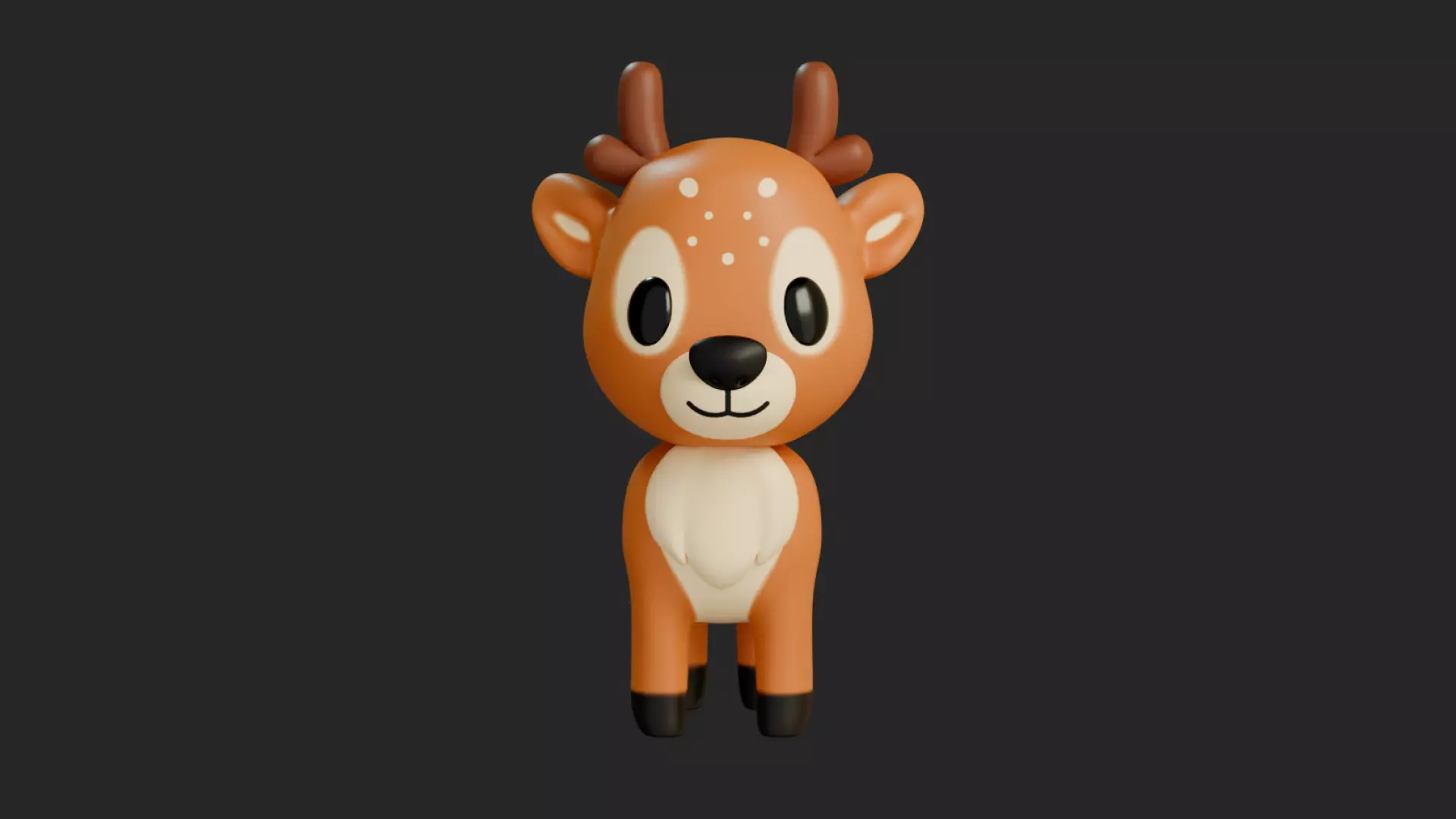 Cartoon Chibi Deer 3D Model Rigged  Animated Blender Ready Low-poly 3D model_6