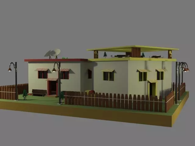 Cozy House Environment  Stylized Low Poly Scene Low-poly 3D model_3
