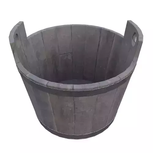 Rustic Wooden Bucket Low-poly 3D model