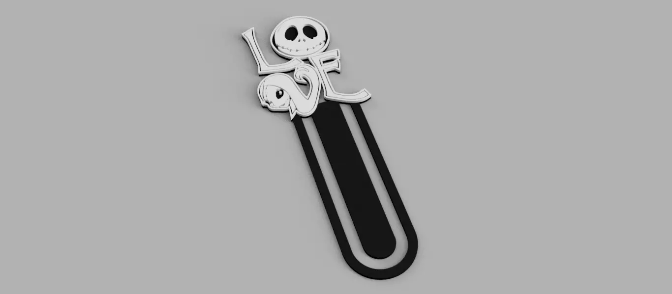 Jack Skellington and Sally Love Bookmark 3D print model_2