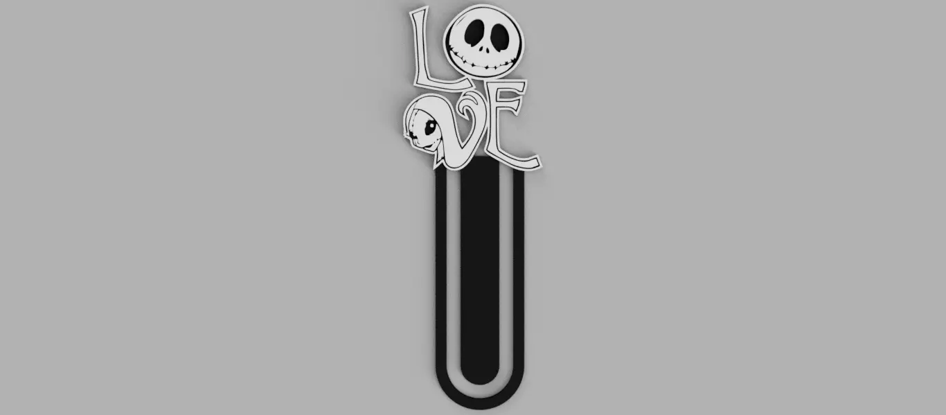 Jack Skellington and Sally Love Bookmark 3D print model_0