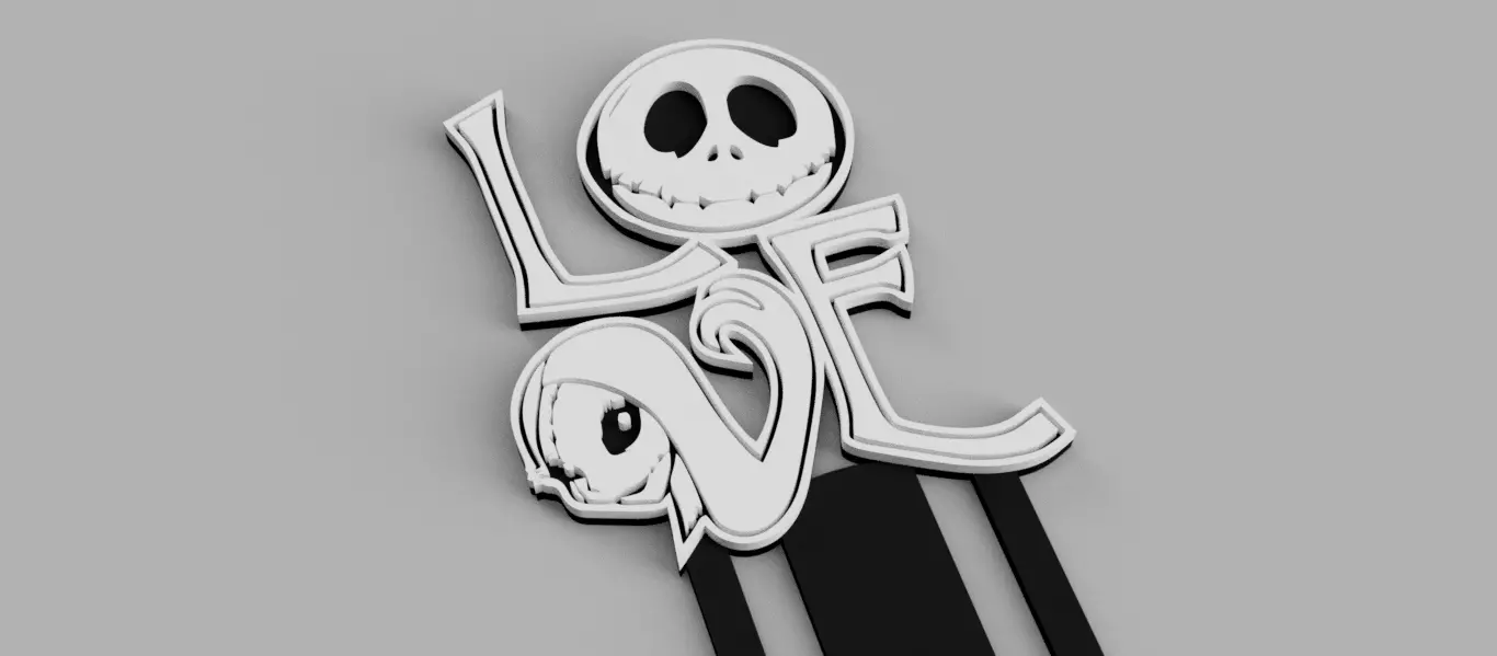 Jack Skellington and Sally Love Bookmark 3D print model_1