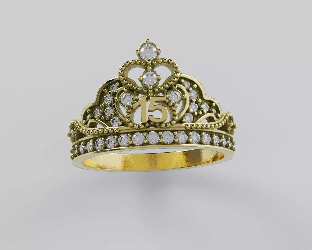 Ring 15 Years Crown - Anillo 15 Anios Corona 3D print model_4