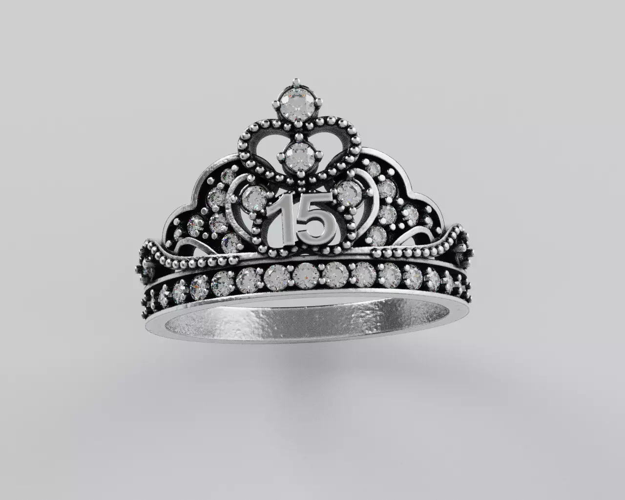 Ring 15 Years Crown - Anillo 15 Anios Corona 3D print model_5