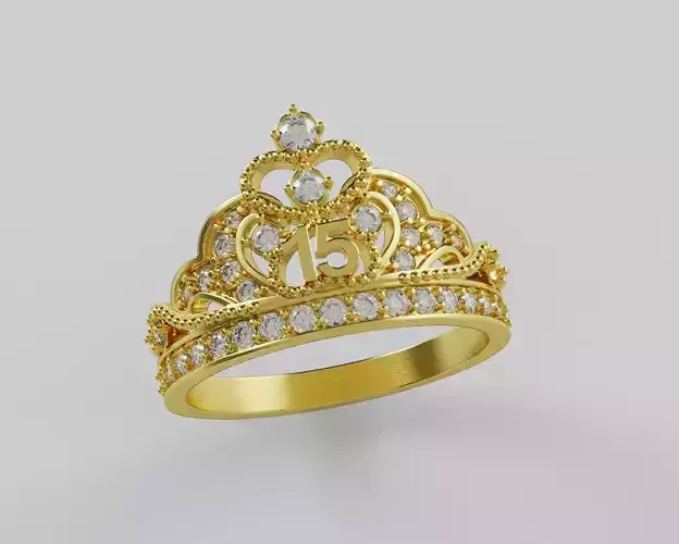 Ring 15 Years Crown - Anillo 15 Anios Corona 3D print model