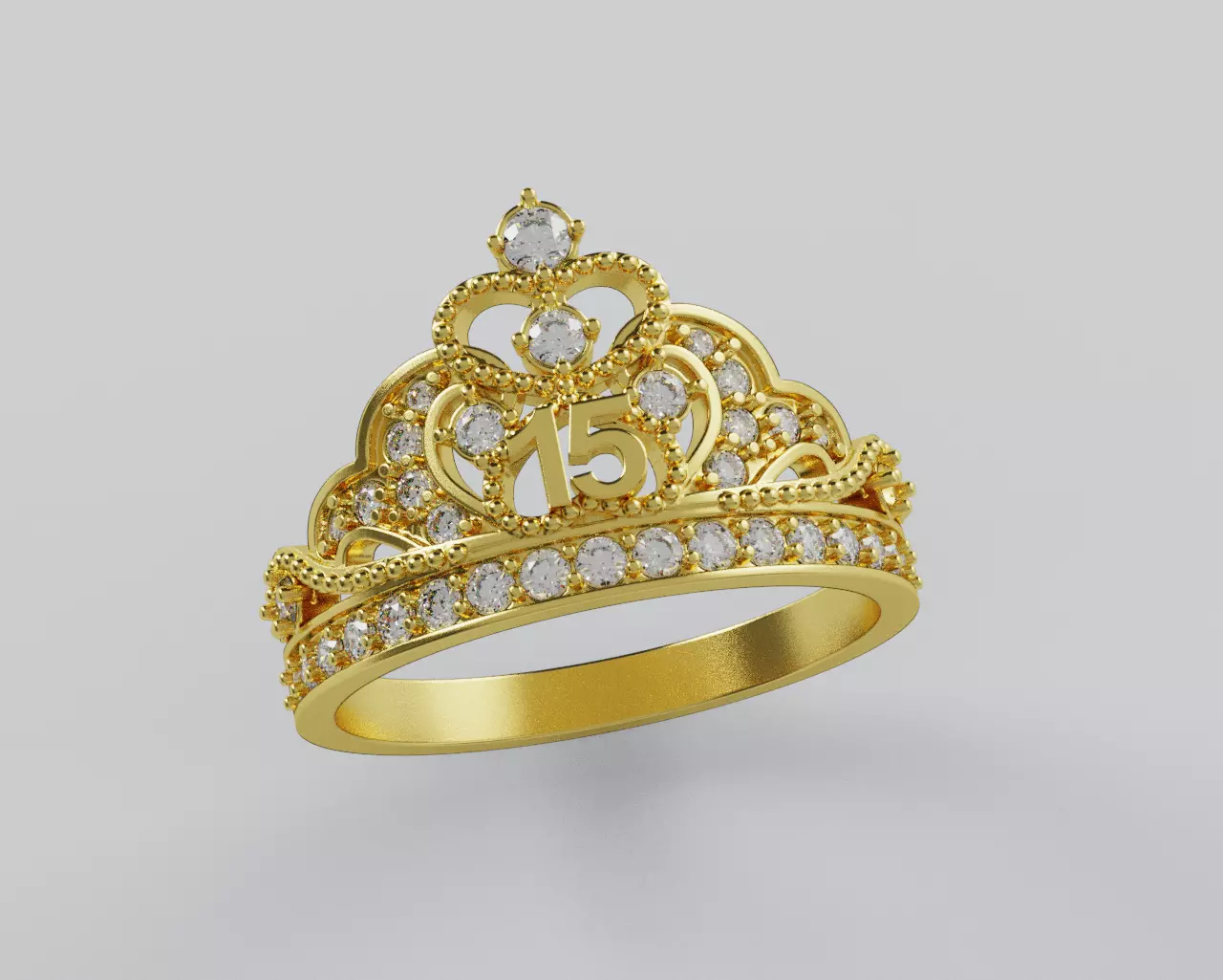 Ring 15 Years Crown - Anillo 15 Anios Corona 3D print model_0