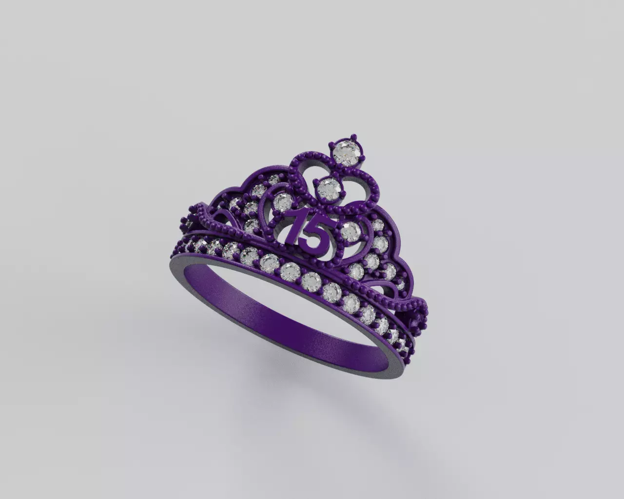 Ring 15 Years Crown - Anillo 15 Anios Corona 3D print model_11