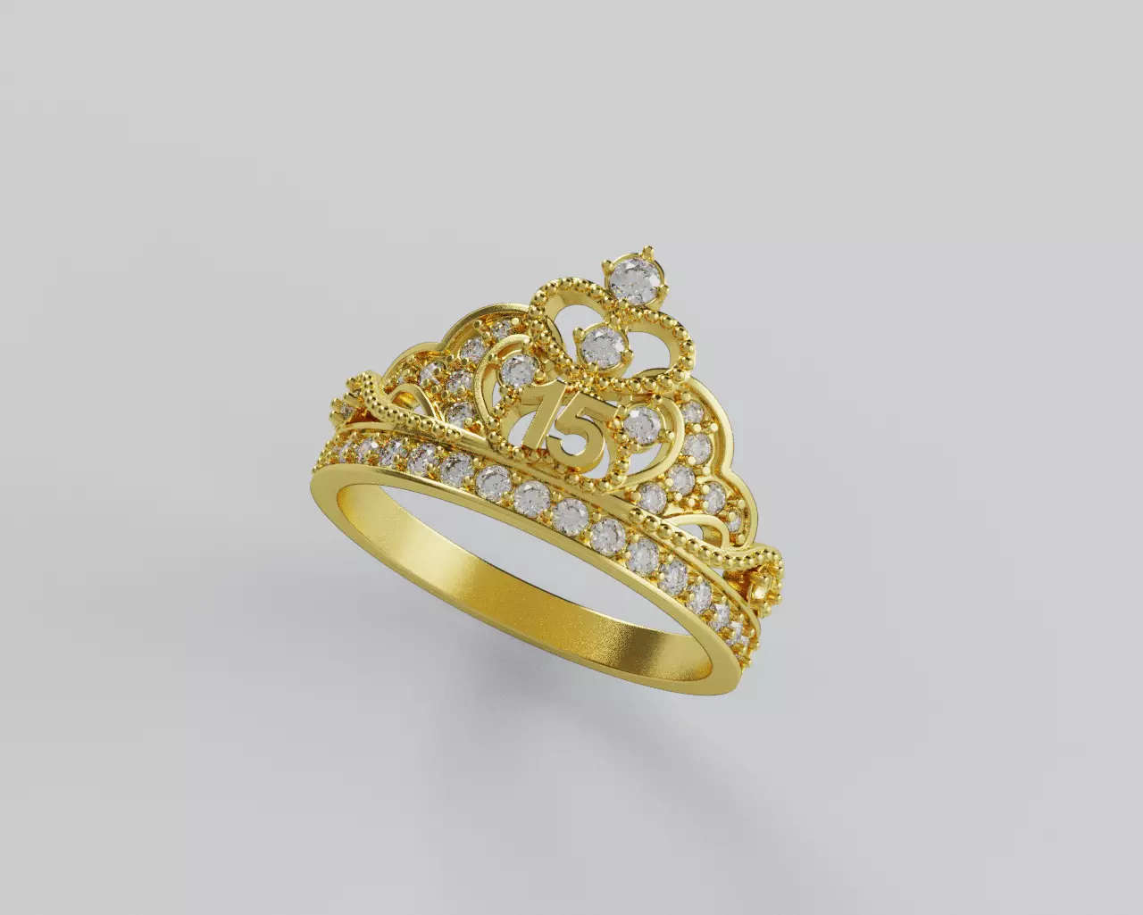 Ring 15 Years Crown - Anillo 15 Anios Corona 3D print model_10