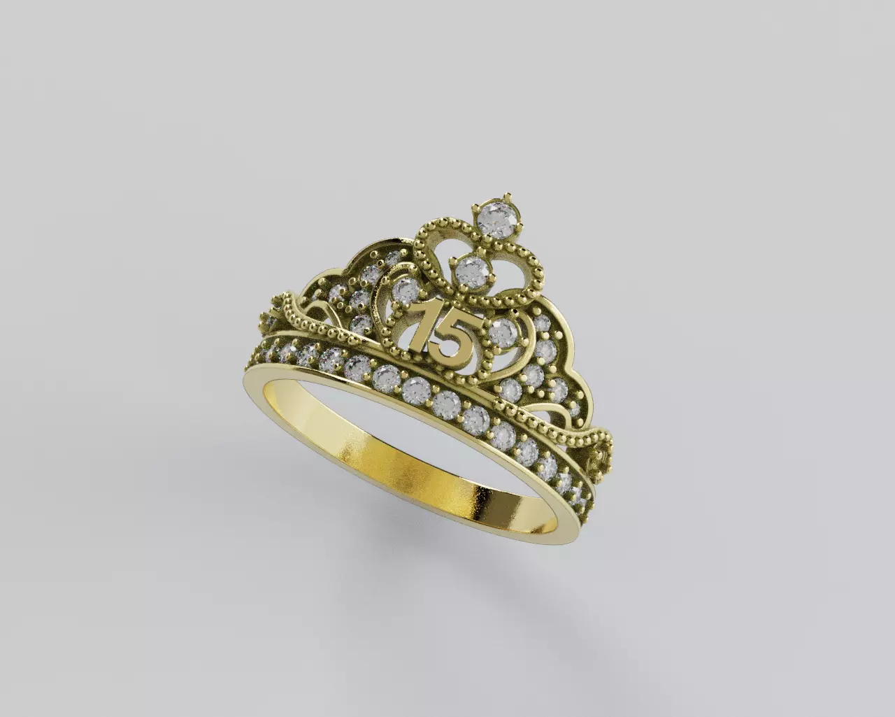 Ring 15 Years Crown - Anillo 15 Anios Corona 3D print model_8