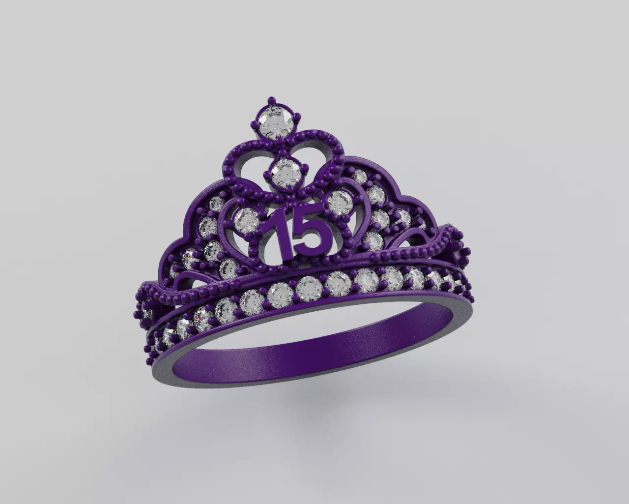 Ring 15 Years Crown - Anillo 15 Anios Corona 3D print model_3