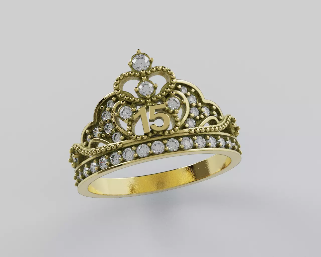 Ring 15 Years Crown - Anillo 15 Anios Corona 3D print model_1