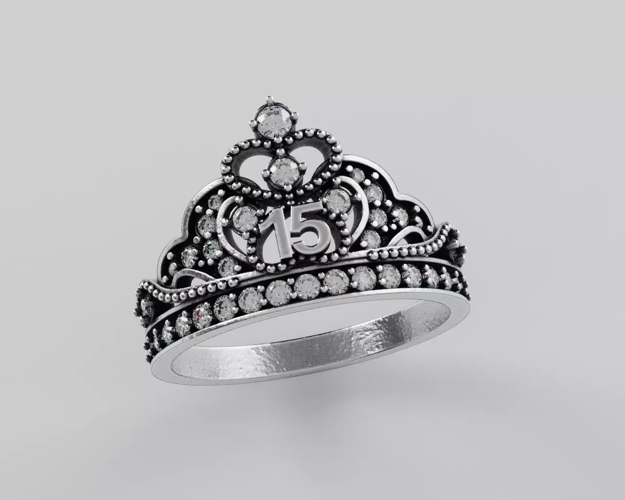 Ring 15 Years Crown - Anillo 15 Anios Corona 3D print model_2