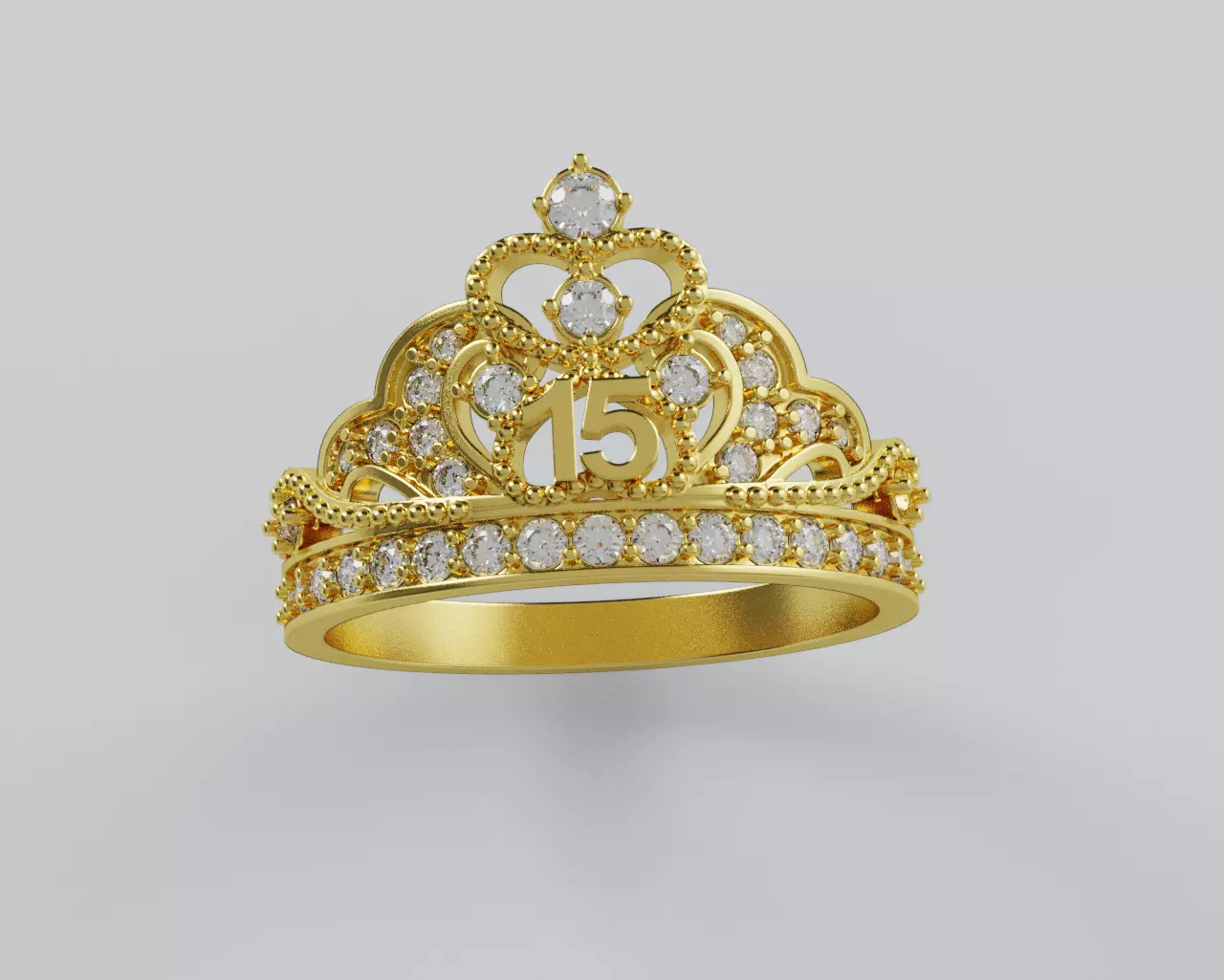 Ring 15 Years Crown - Anillo 15 Anios Corona 3D print model_7