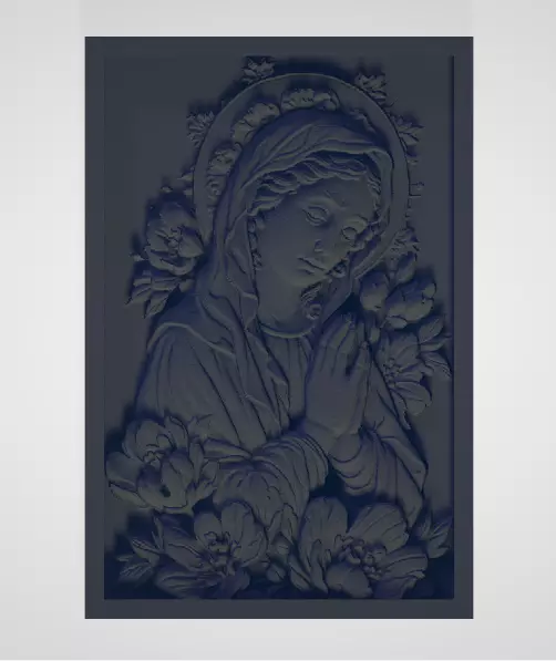 Virgin Mary with Blossoms 3D print model_0